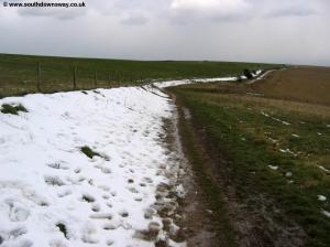 Snow lining the path